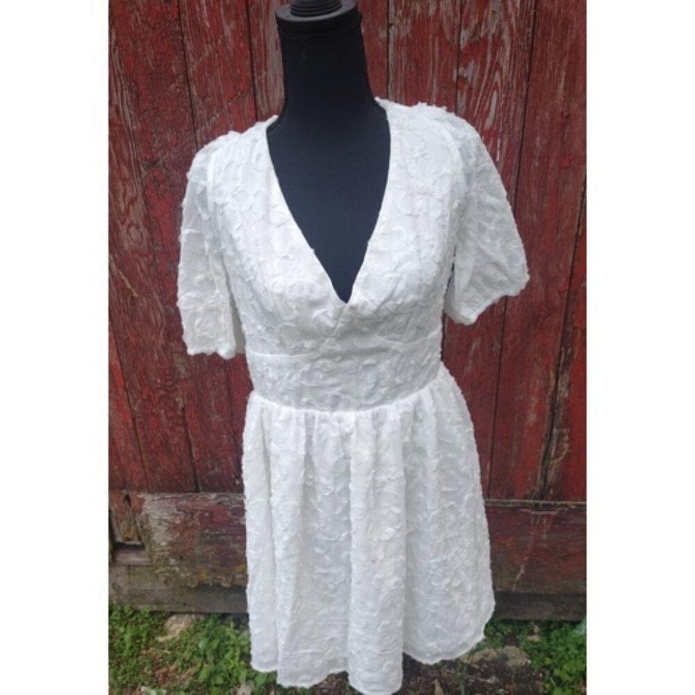 Lulus Women’s Sz XL Everlasting Sight White Floral Print Tie-Strap Midi Dress